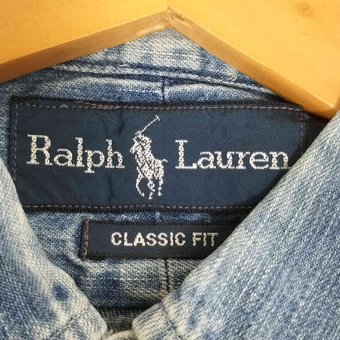 ラルフローレン RALPH LAUREN 90S スモールポニー刺繍 デニムBDシャツ メンズ import:S